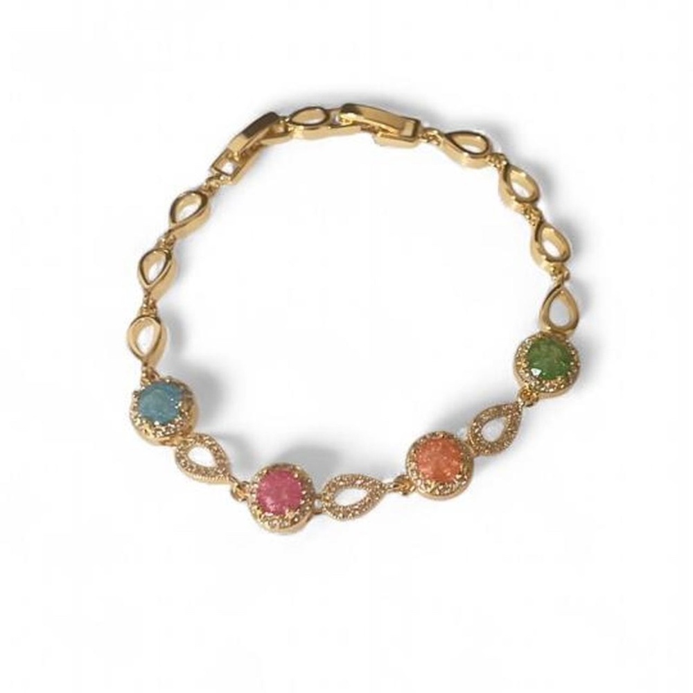 18K Rose Gold Plated Candy Bracelet Adjustable 6.5”, 7”, 7.5” NWOT